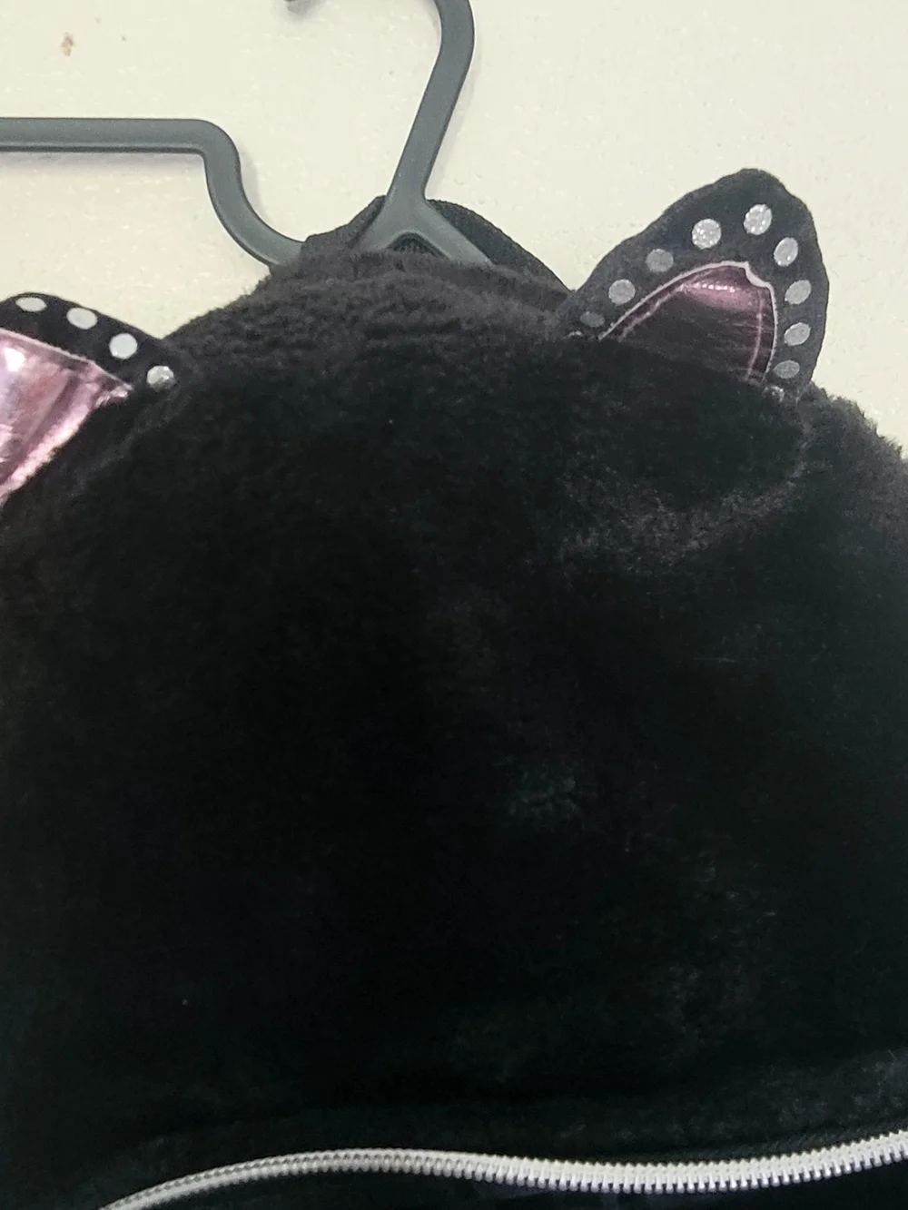 Black Fuzzy Heart Accent Backpack